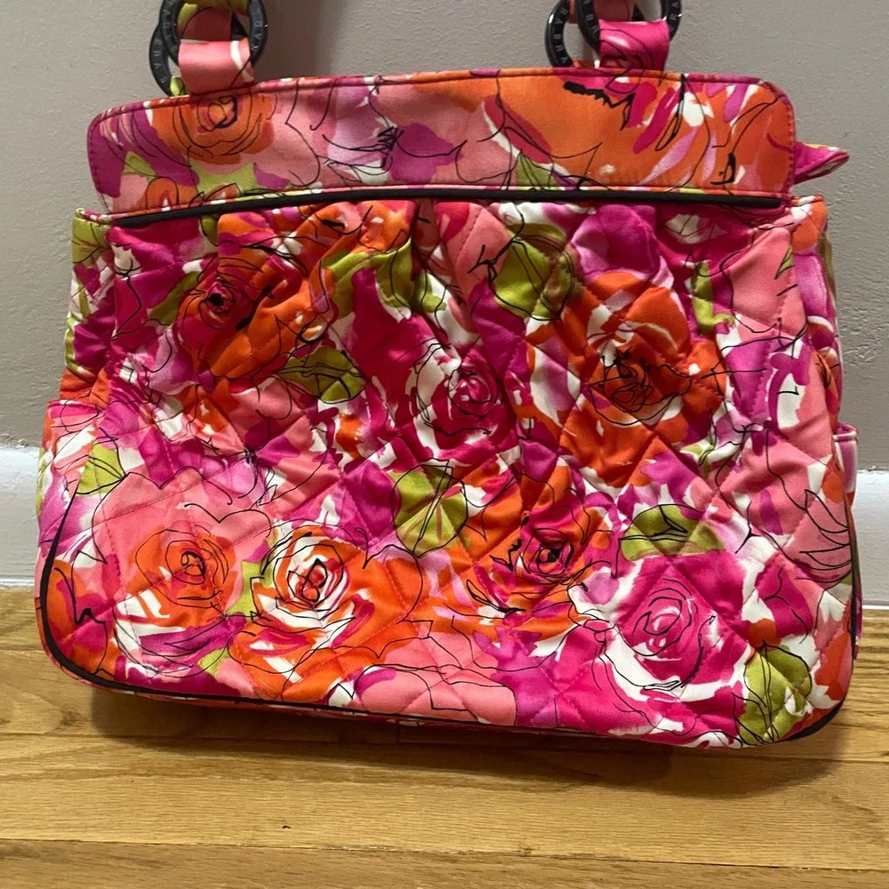 Vera Bradley Wilma Quilted Top Zip Floral Shoulder Bag Vintage Rose Retired Pink